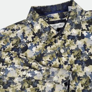 John Lennon Camouflage Long‎ Sleeve Men's Button Down Shirt Size Large